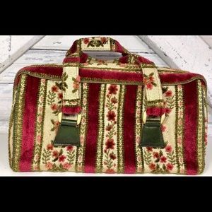 Vtg Pink&Green Carpet Bag Purse Italy Europa Shop